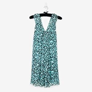 Diane Von Furstenberg Rosaline Dress Size 2 Turquoise Silk Animal Print Summer